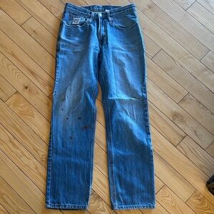 Cinch Men's Straight Blue Jeans with Brown Marks